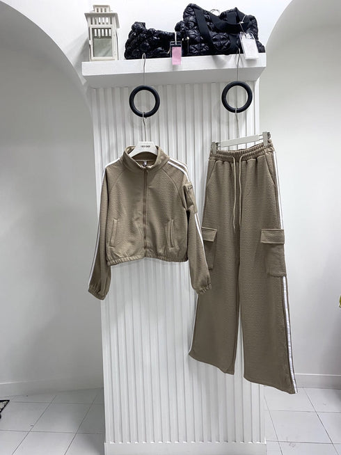 Full Zipper Turn-down Collar Fitness Tracksuits Sets